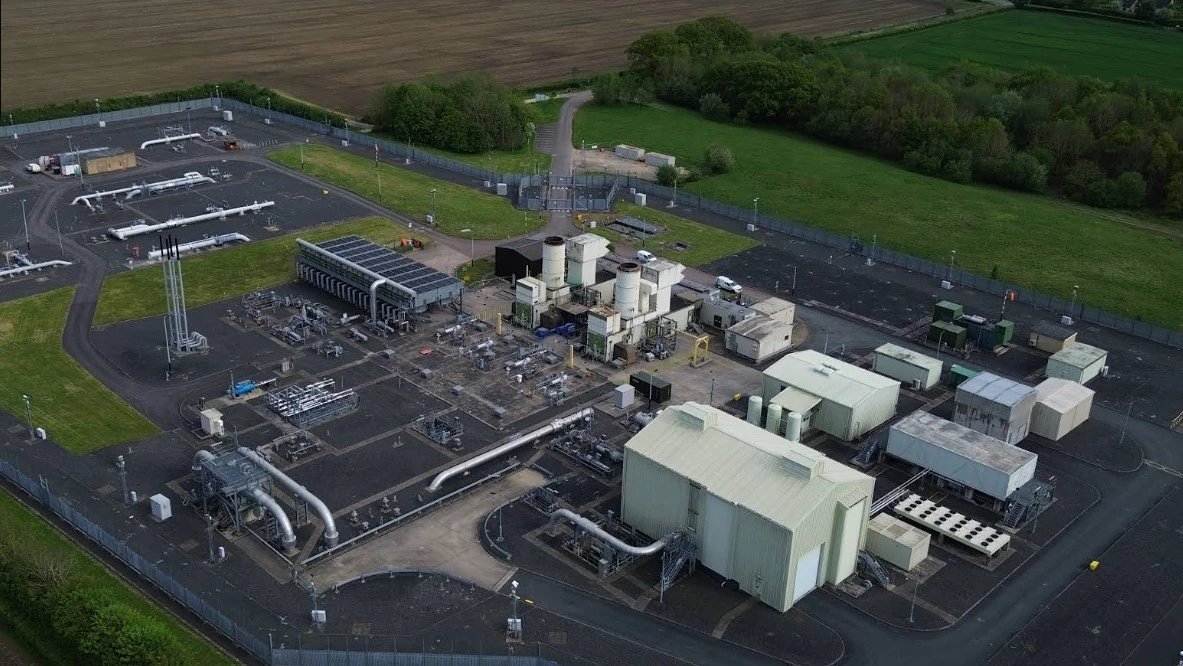 Aerial reference photograph of Wormington compressor station.