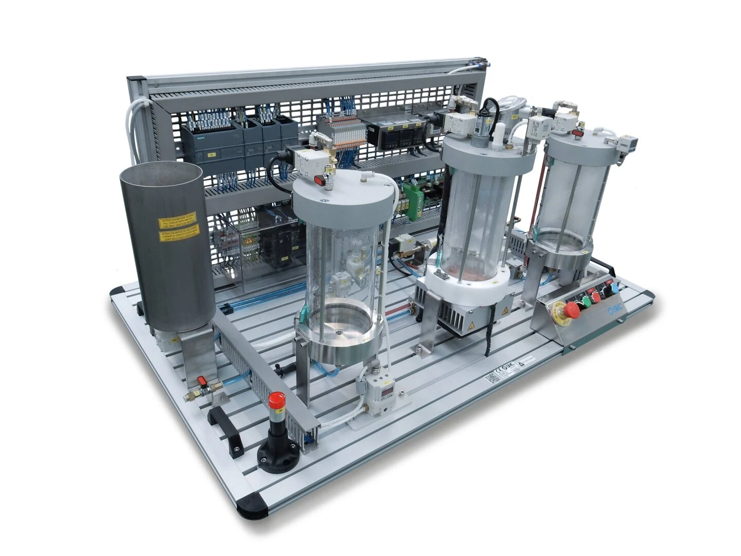 SMC IPC201C process-control unit with three tanks, pipework, pump and control panel.