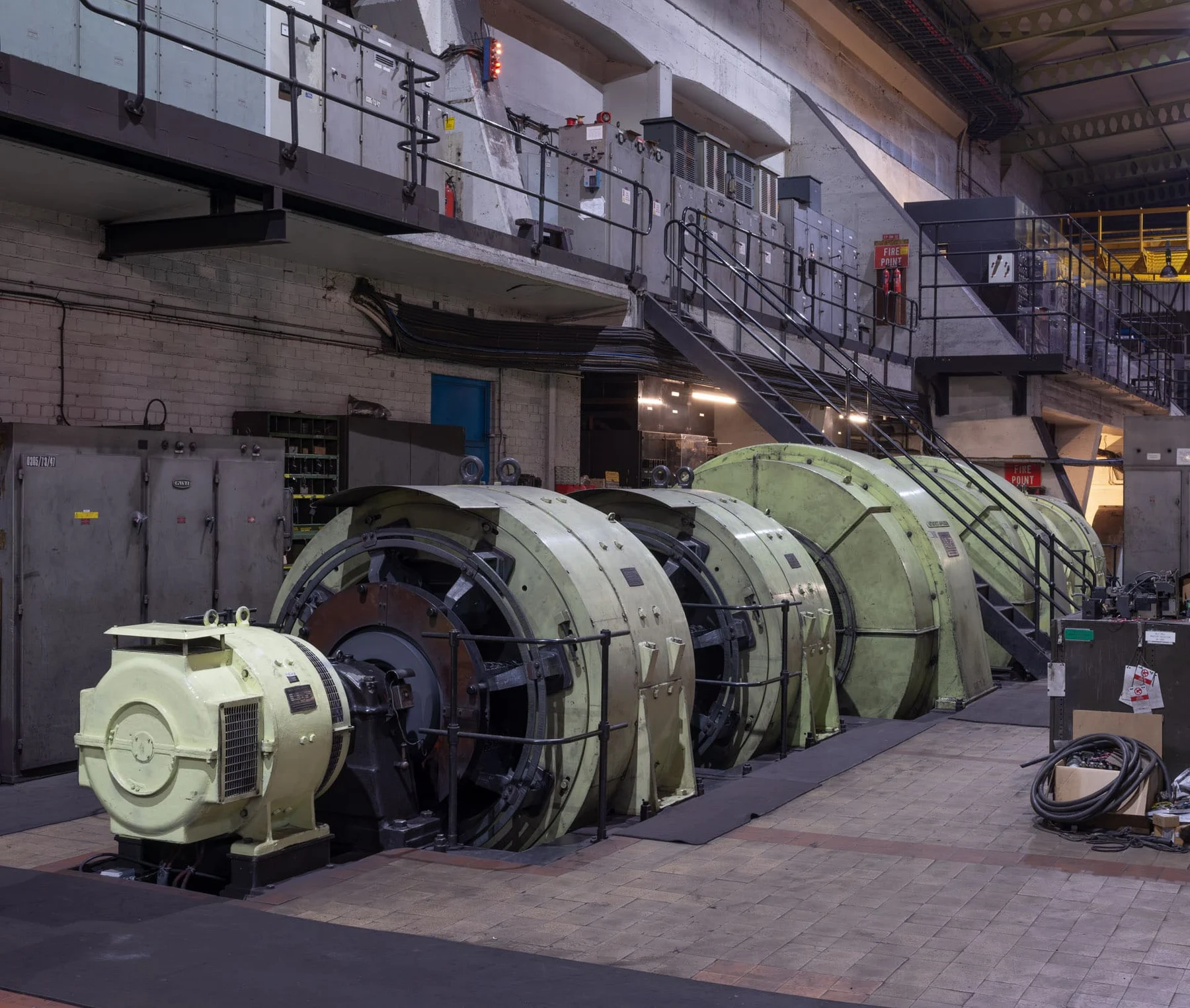 Large electrical drive machinery and switchgear inside Stocksbridge steelworks.