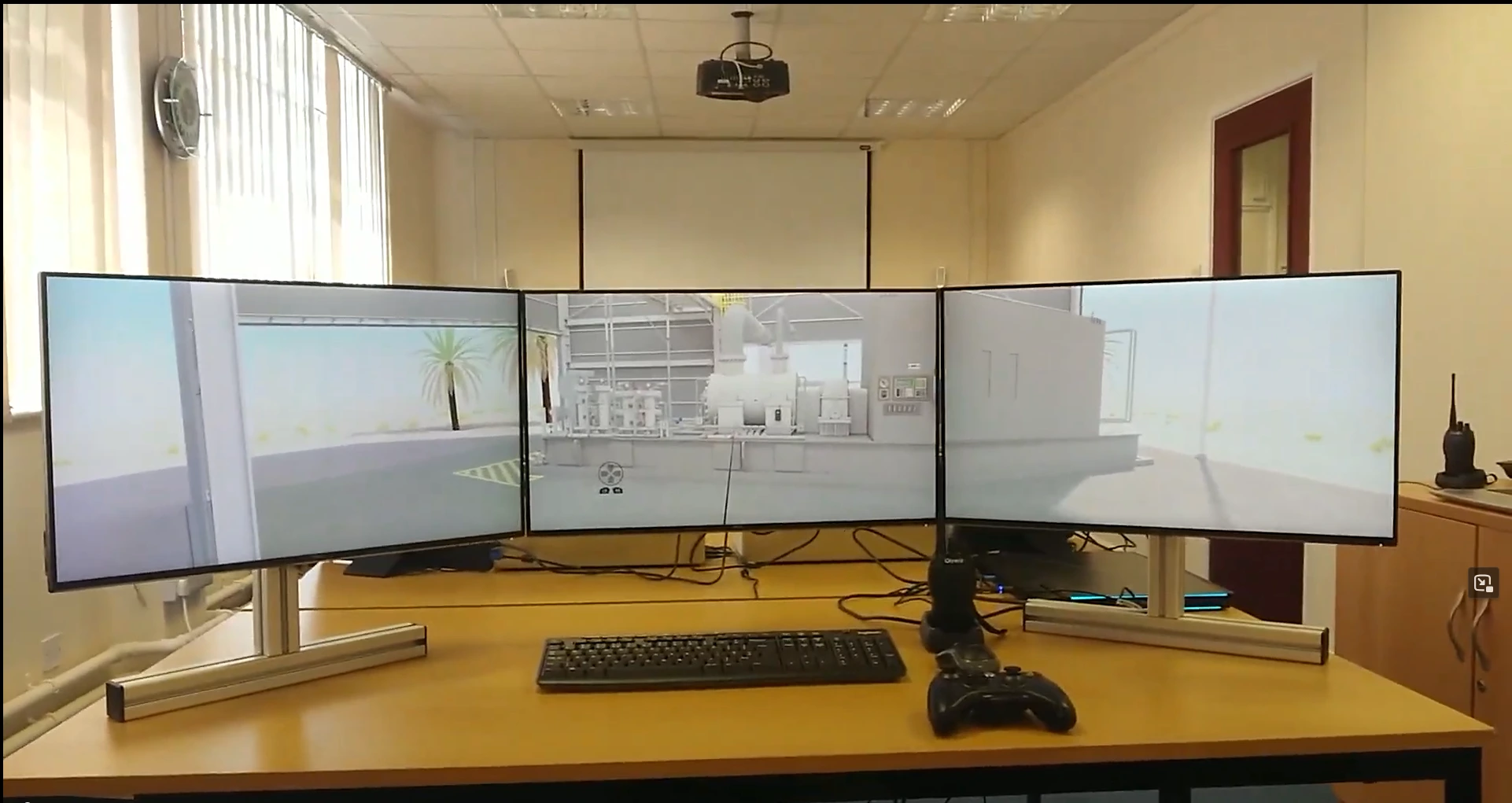 TSC portable triple-screen system running the EON compressor environment, shown as hardware context for the later Baku delivery.