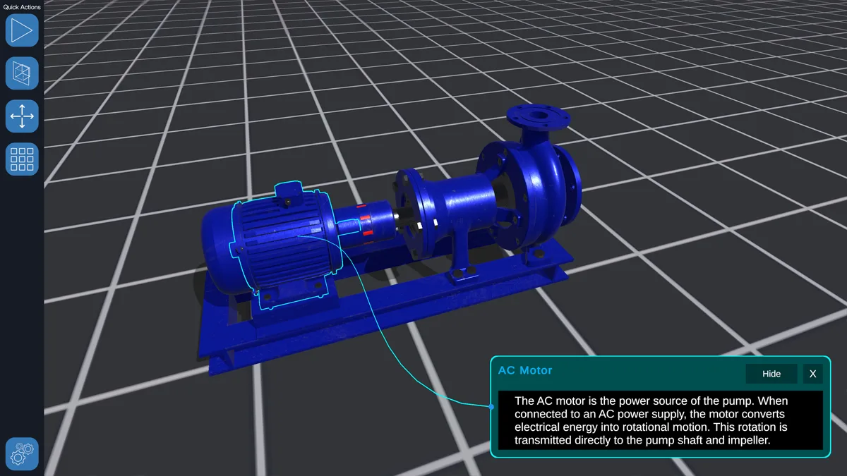 Pump and motor assembly with component information in Equipment Explorer.